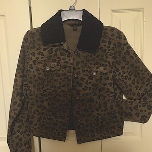 Leopard Print Pink Denim Jacket - Size XS